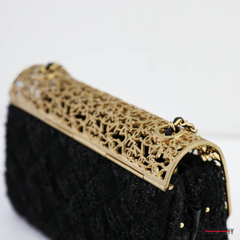 Chanel black & gold brocade evening bag