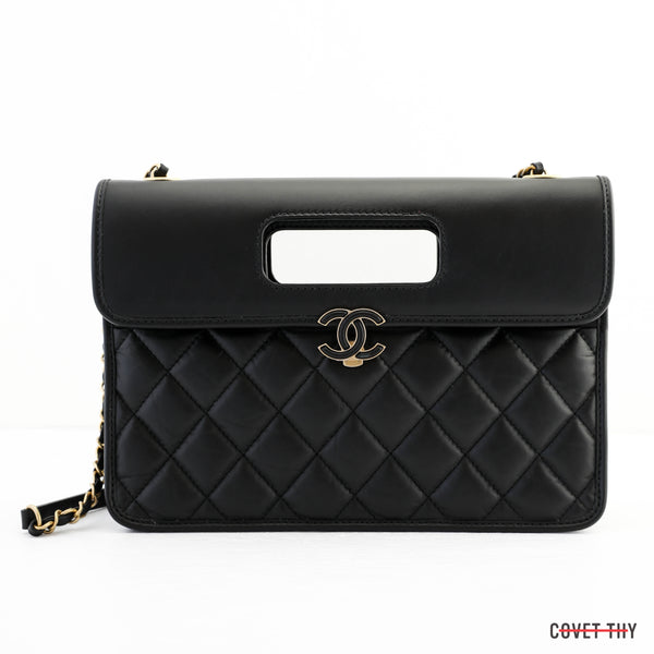 Chanel 2023 Flapbag with Handle, CC Clasp and Chain, Black – CovetThy