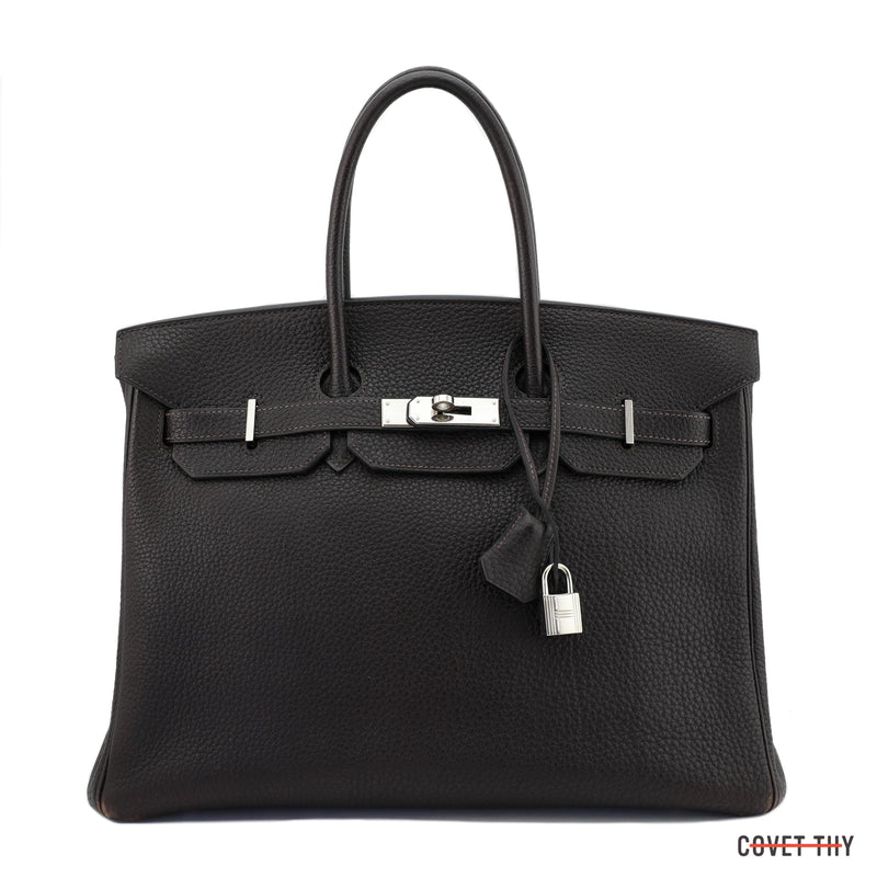 Hermes Etoupe Epsom Leather Palladium Hardware Birkin 35 Bag