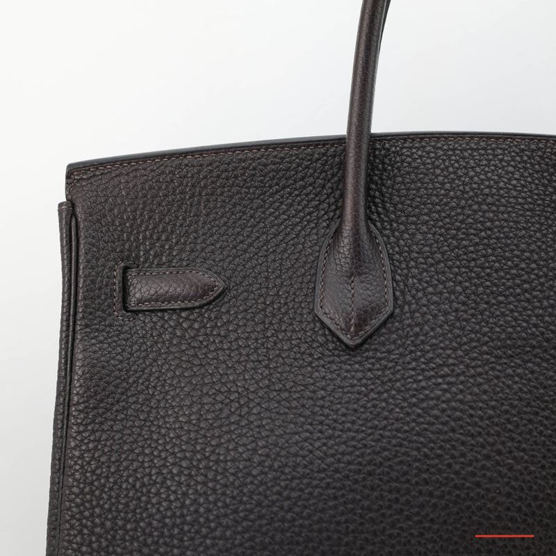 Hermes 35cm Ciel Togo Leather Palladium Plated Birkin Bag - Yoogi's Closet