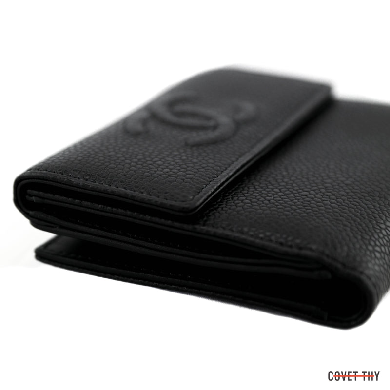 Chanel Classic Bi Fold Caviar Double CC Wallet, Black – CovetThy