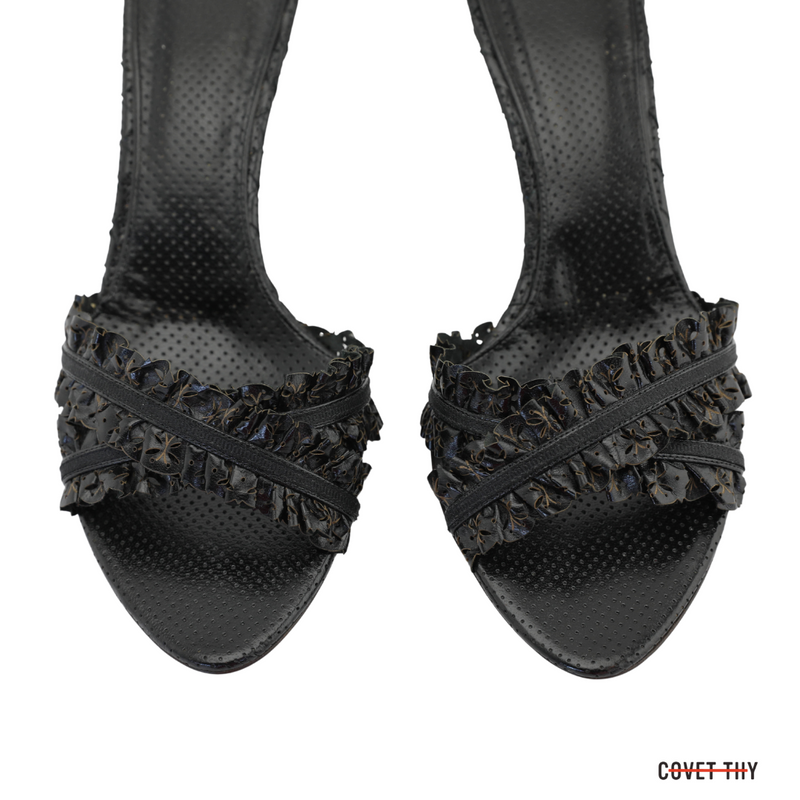 Alfani peep toe straps 2 1/2 inch heel zipped back | Peep toe, Silver  sparkly heels, Black leather pumps