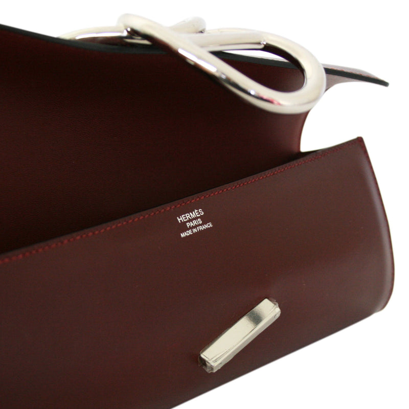 Hermes Rouge H Box Leather Jige PM Clutch Bag - Yoogi's Closet